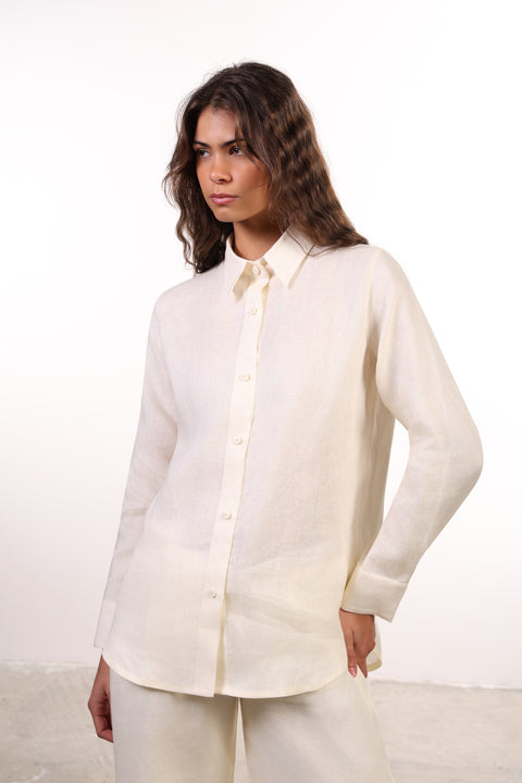 THE CLASSIC LINEN SHIRT  — WOMENS CREME