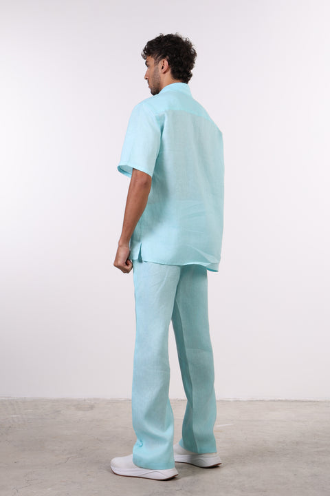 THE CLASSIC LINEN HALF SLEEVES SET — TEAL