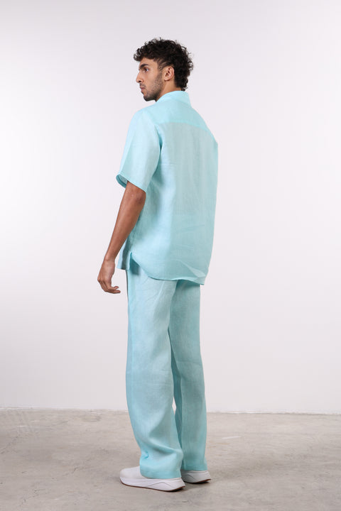 THE CLASSIC LINEN HALF SLEEVES SET — TEAL