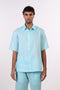 THE CLASSIC LINEN HALF SLEEVES SHIRT — MENS TEAL