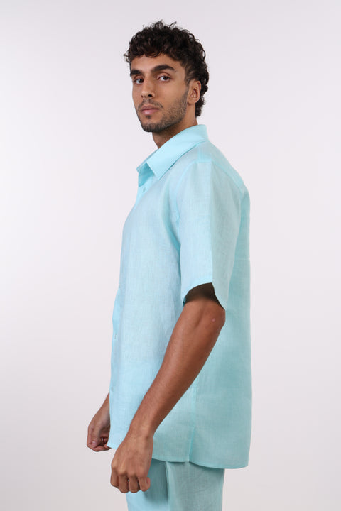 THE CLASSIC LINEN HALF SLEEVES SET — TEAL
