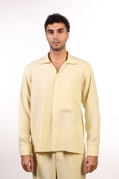 THE LINEN BLEND SHIRT  — MENS YELLOW