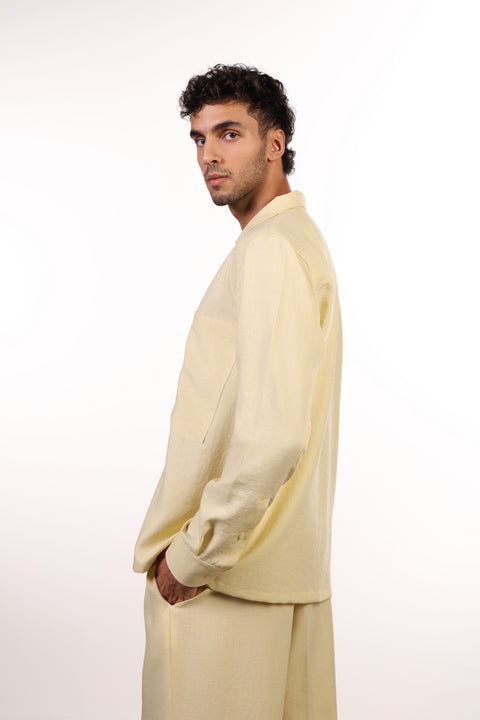 THE LINEN BLEND SHIRT  — MENS YELLOW