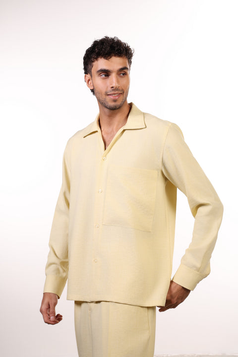 THE LINEN BLEND SHIRT  — MENS YELLOW