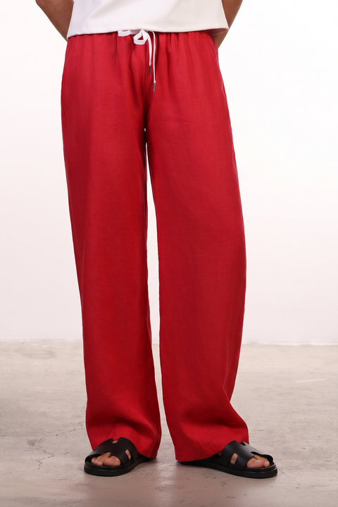 THE CLASSIC LINEN PANTS — WOMENS RED
