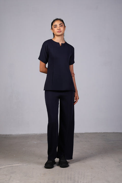 ALIGN SHIRT HALF SLEEVES SET — WOMENS NAVY