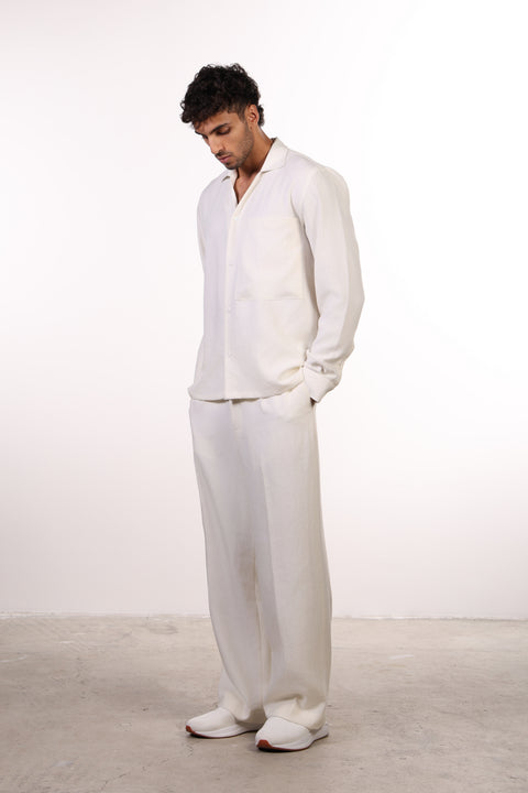 THE LINEN BLEND PANTS  — MENS OFF WHITE
