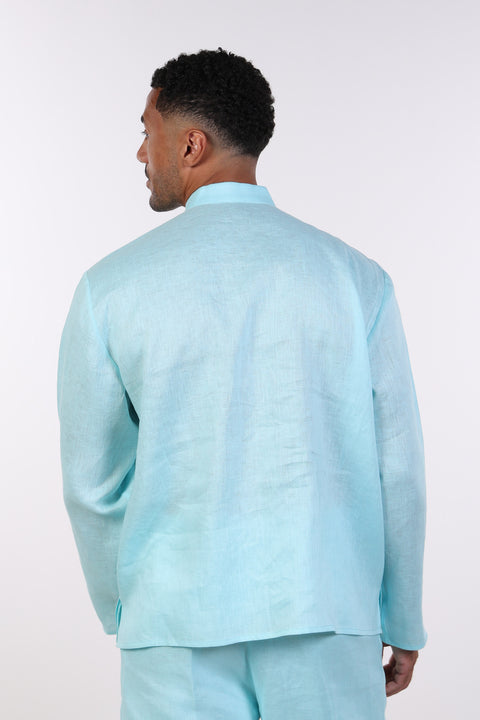 THE LINEN BUTTON-UP SHIRT — MENS TEAL