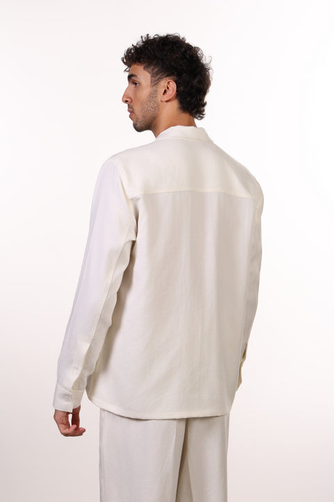 THE LINEN BLEND SHIRT  — MENS OFF WHITE