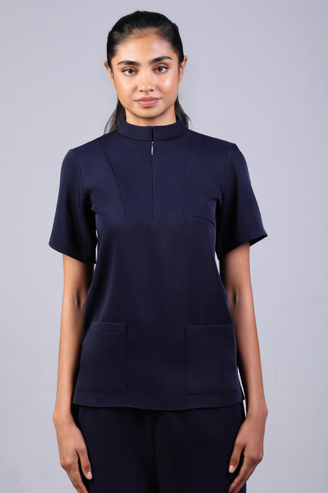 CLASSIC SHIRT HALF SLEEVES SET — WOMENS NAVY