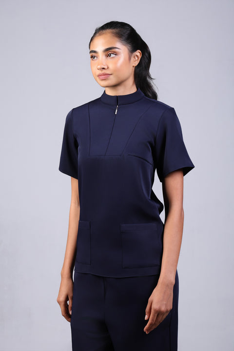 CLASSIC SHIRT HALF SLEEVES — WOMENS NAVY
