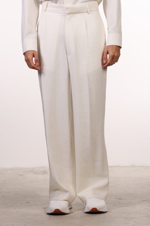THE LINEN BLEND PANTS  — MENS OFF WHITE