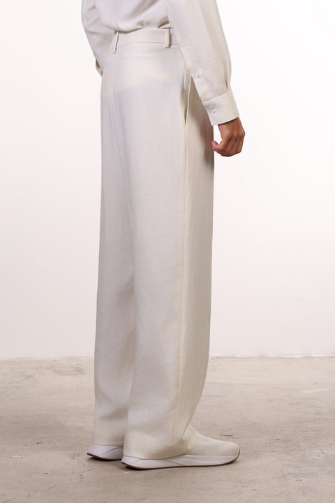 THE LINEN BLEND PANTS  — MENS OFF WHITE