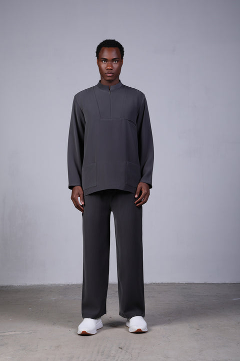 CLASSIC SHIRT FULL SLEEVES SET — MENS GREY
