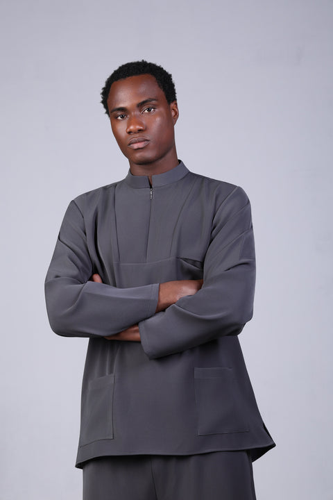 CLASSIC SHIRT FULL SLEEVES SET — MENS GREY
