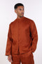 THE LINEN BUTTON-UP SHIRT — MENS BURNT ORANGE