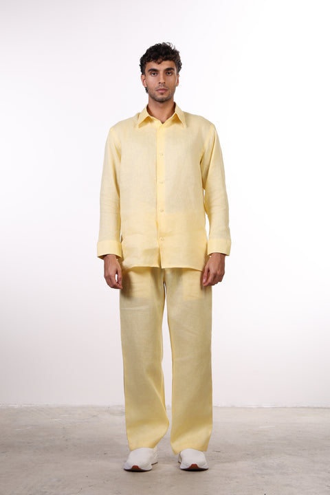 THE CLASSIC LINEN LONG SLEEVE SET  — MENS YELLOW