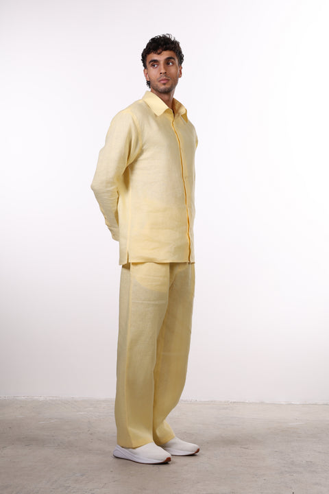 THE CLASSIC LINEN LONG SLEEVE SHIRT  — MENS YELLOW