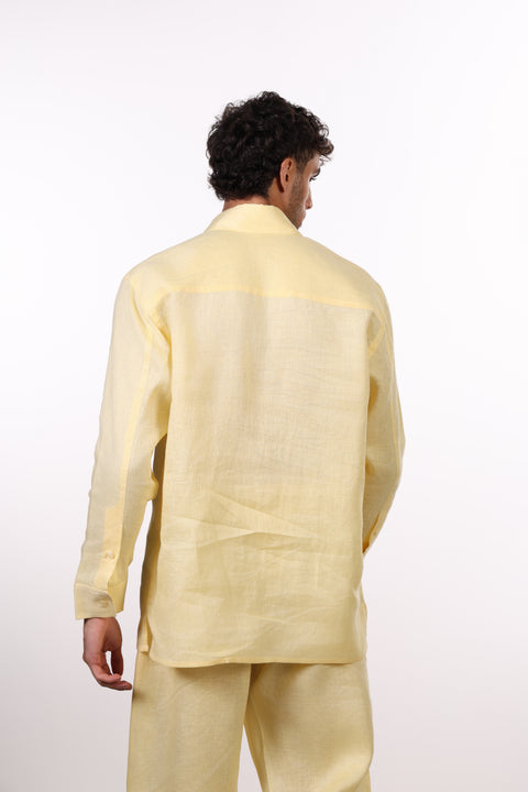 THE CLASSIC LINEN LONG SLEEVE SHIRT  — MENS YELLOW