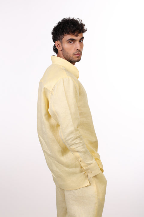THE CLASSIC LINEN LONG SLEEVE SHIRT  — MENS YELLOW