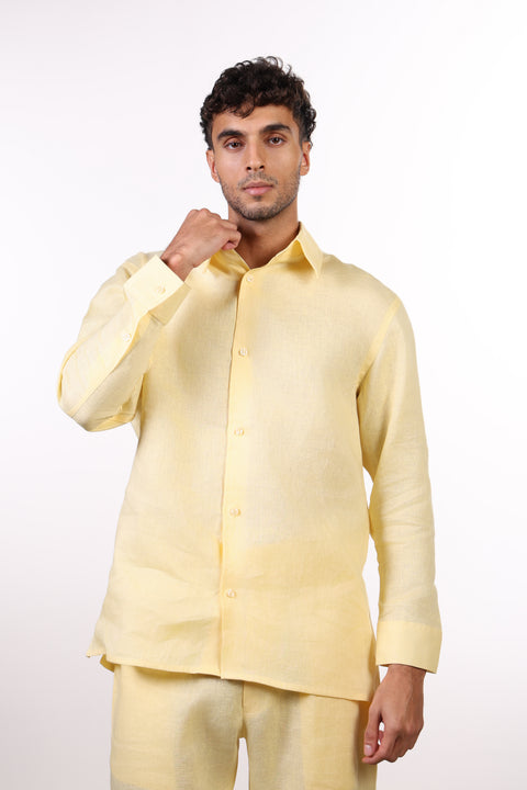 THE CLASSIC LINEN LONG SLEEVE SET  — MENS YELLOW