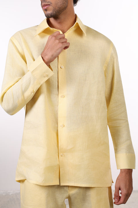 THE CLASSIC LINEN LONG SLEEVE SHIRT  — MENS YELLOW
