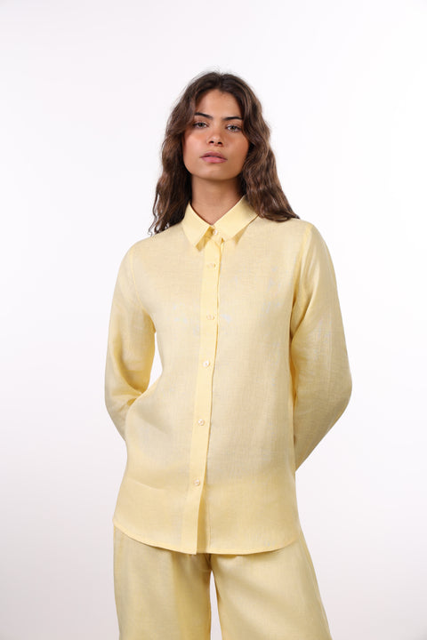 THE CLASSIC LINEN SHIRT  — WOMENS YELLOW