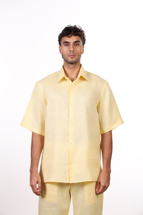 THE CLASSIC LINEN SHORT SLEEVES SHIRT — MENS YELLOW