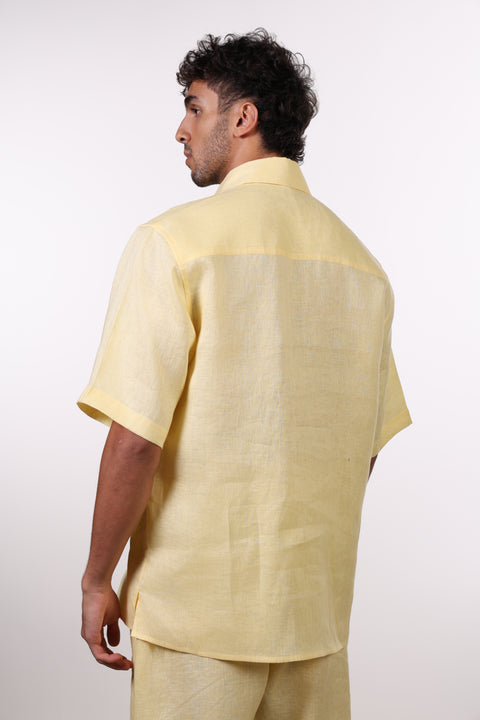 THE CLASSIC LINEN SHORT SLEEVES SHIRT — MENS YELLOW