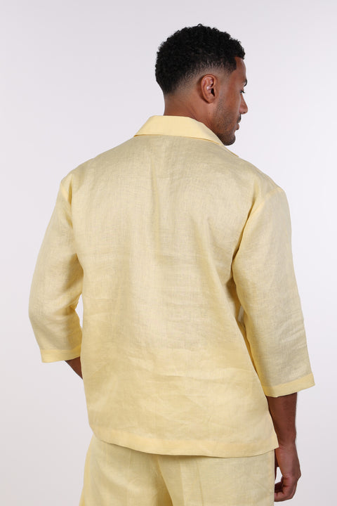 THE LINEN V-NECK SHIRT — MENS YELLOW