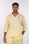 THE LINEN V-NECK SHIRT — MENS YELLOW