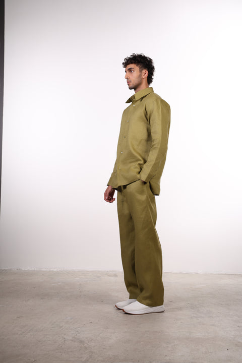 THE CLASSIC LINEN LONG SLEEVES SET — MENS MOSS GREEN
