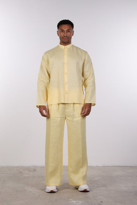 THE LINEN BUTTON-UP SHIRT — MENS YELLOW