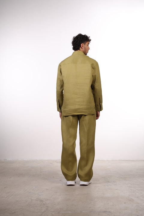 THE CLASSIC LINEN LONG SLEEVES SET — MENS MOSS GREEN