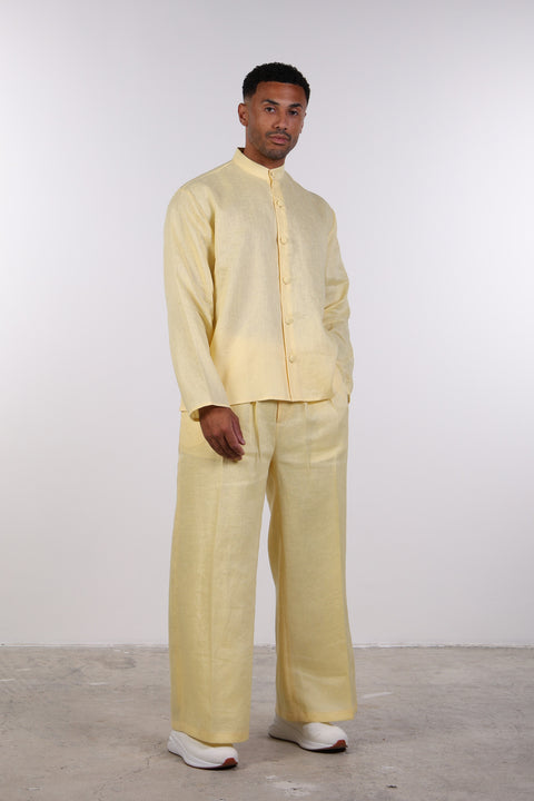 THE LINEN BUTTON-UP SHIRT — MENS YELLOW