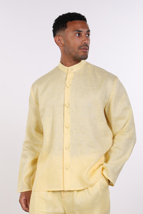 THE LINEN BUTTON-UP SHIRT — MENS YELLOW