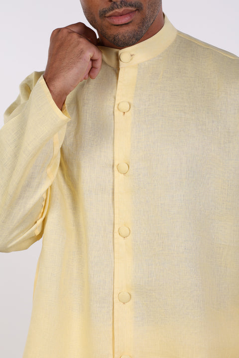 THE LINEN BUTTON-UP SHIRT — MENS YELLOW