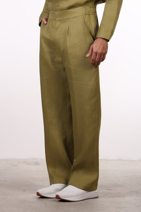 THE CLASSIC LINEN LONG SLEEVES SET — MENS MOSS GREEN
