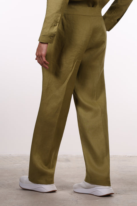 THE CLASSIC LINEN PANTS  — MENS MOSS GREEN