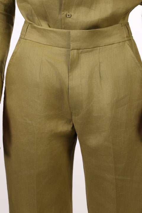 THE CLASSIC LINEN PANTS  — MENS MOSS GREEN
