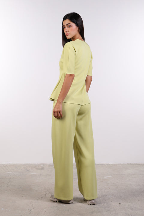 THE TRAVEL WEAR PEPLUM SHIRT — WOMENS LIME GREEN