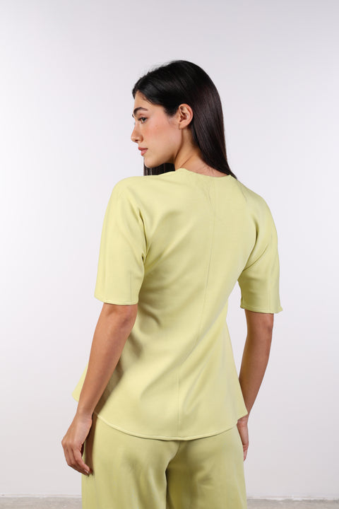 THE TRAVEL WEAR PEPLUM SHIRT — WOMENS LIME GREEN