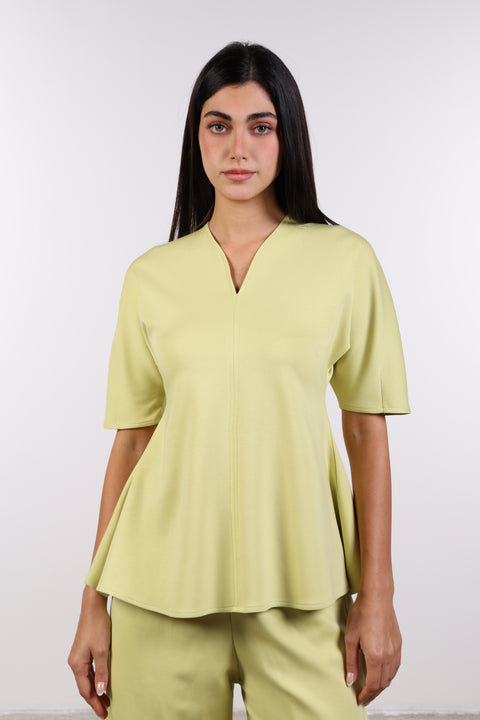 THE TRAVEL WEAR PEPLUM SHIRT — WOMENS LIME GREEN