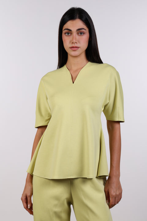 THE TRAVEL WEAR PEPLUM SHIRT — WOMENS LIME GREEN