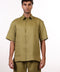 THE CLASSIC LINEN HALF SLEEVES SHIRT — MENS MOSS GREEN
