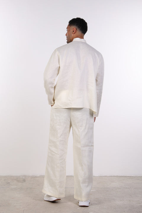 THE LINEN BUTTON-UP SHIRT — MENS OFF WHITE
