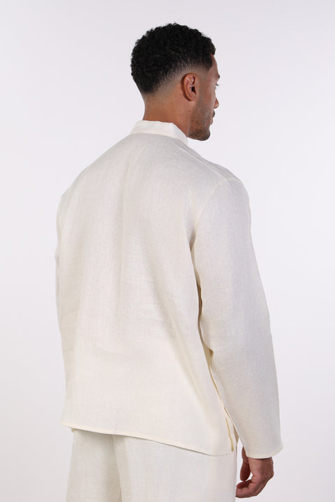 THE LINEN BUTTON-UP SHIRT — MENS OFF WHITE
