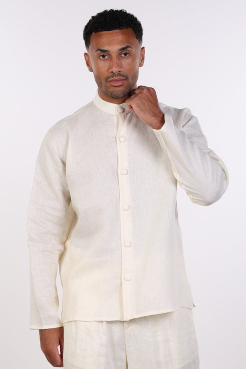 THE LINEN BUTTON-UP SHIRT — MENS OFF WHITE