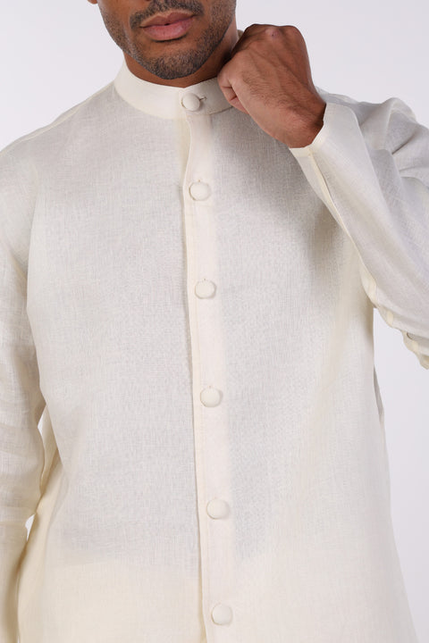 THE LINEN BUTTON-UP SHIRT — MENS OFF WHITE