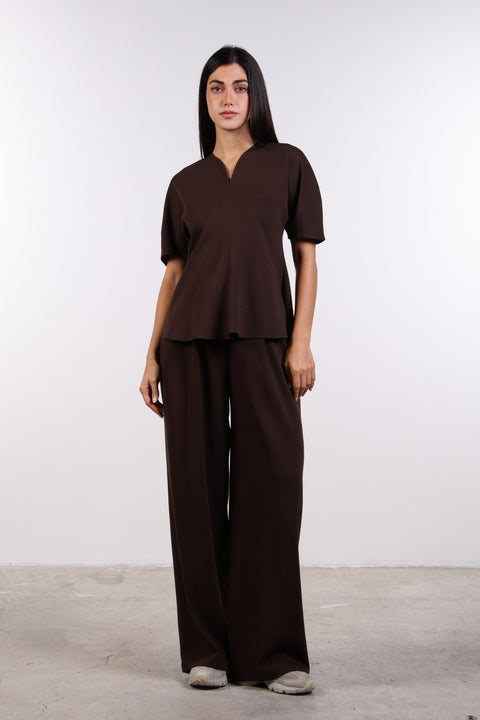 THE TRAVEL WEAR PEPLUM SHIRT — WOMENS BROWN